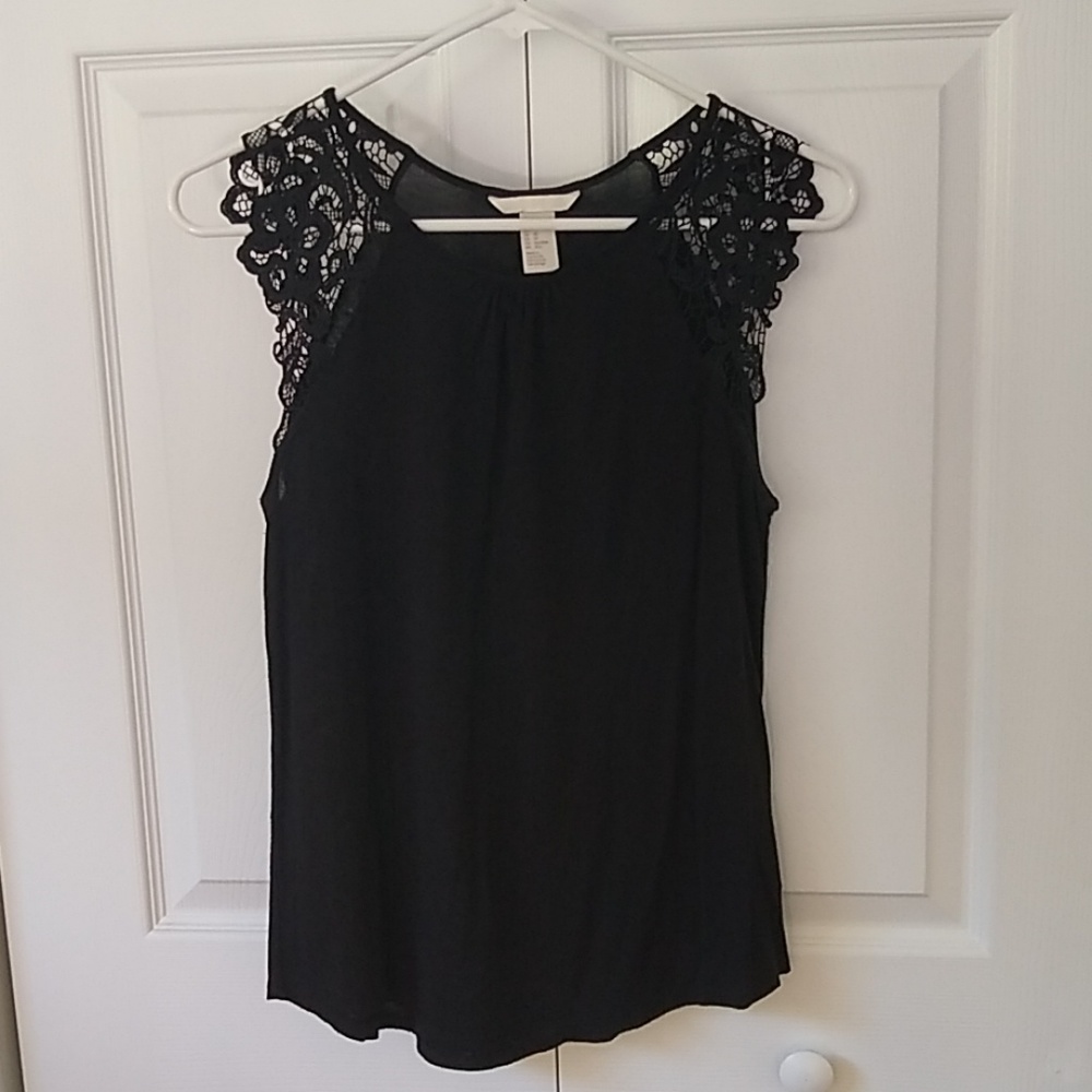 H&M Black Lace Sleeveless Blouse Dressy NWOT